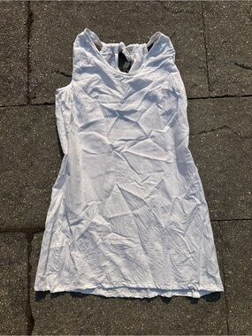Charlie Paige White Sleeveless Linen Cotton Blend Sundress
